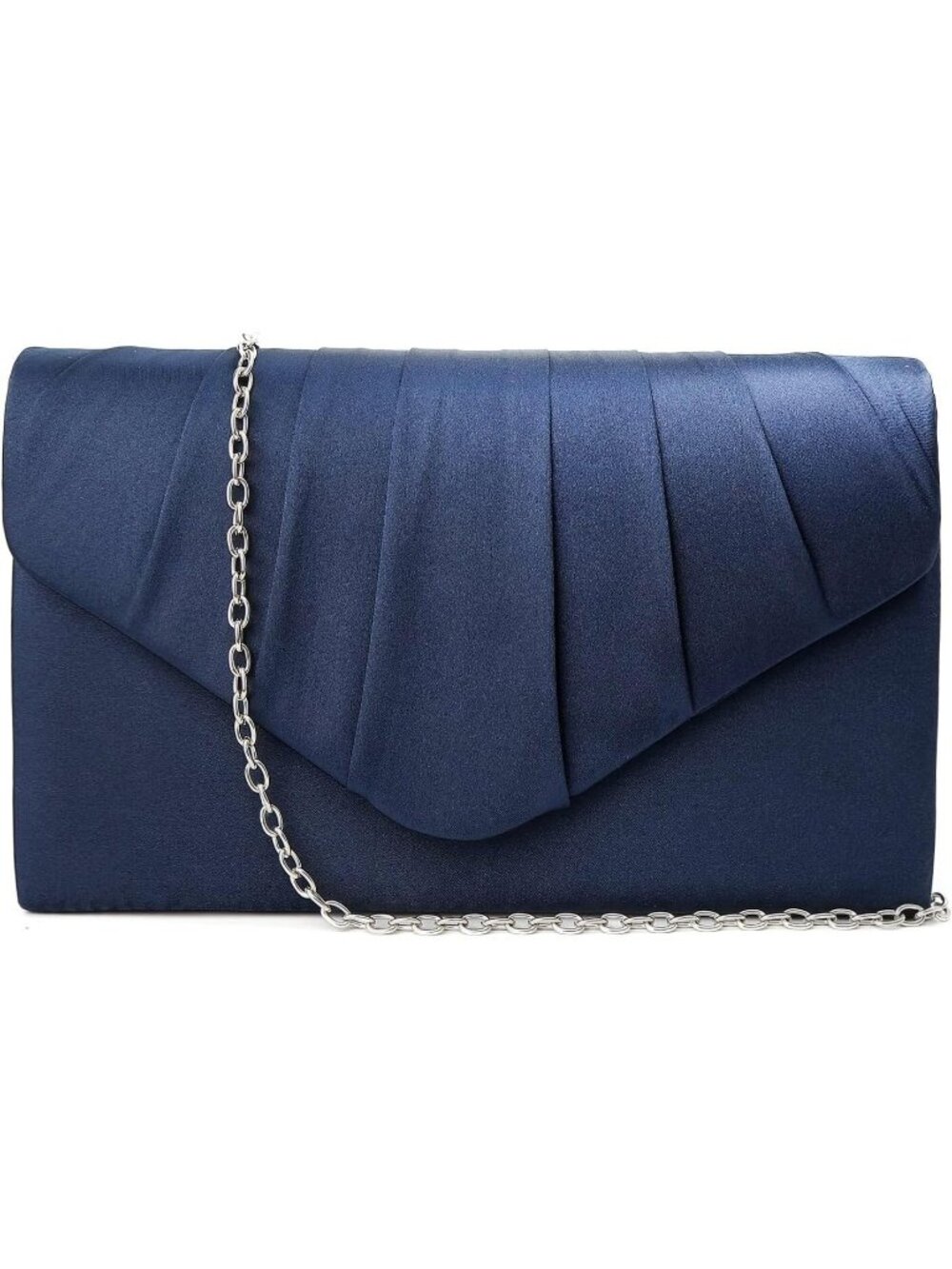 Women's Stain Navy Blue Glitter Rhinestone Clutch Purse Evening Wedding Bag